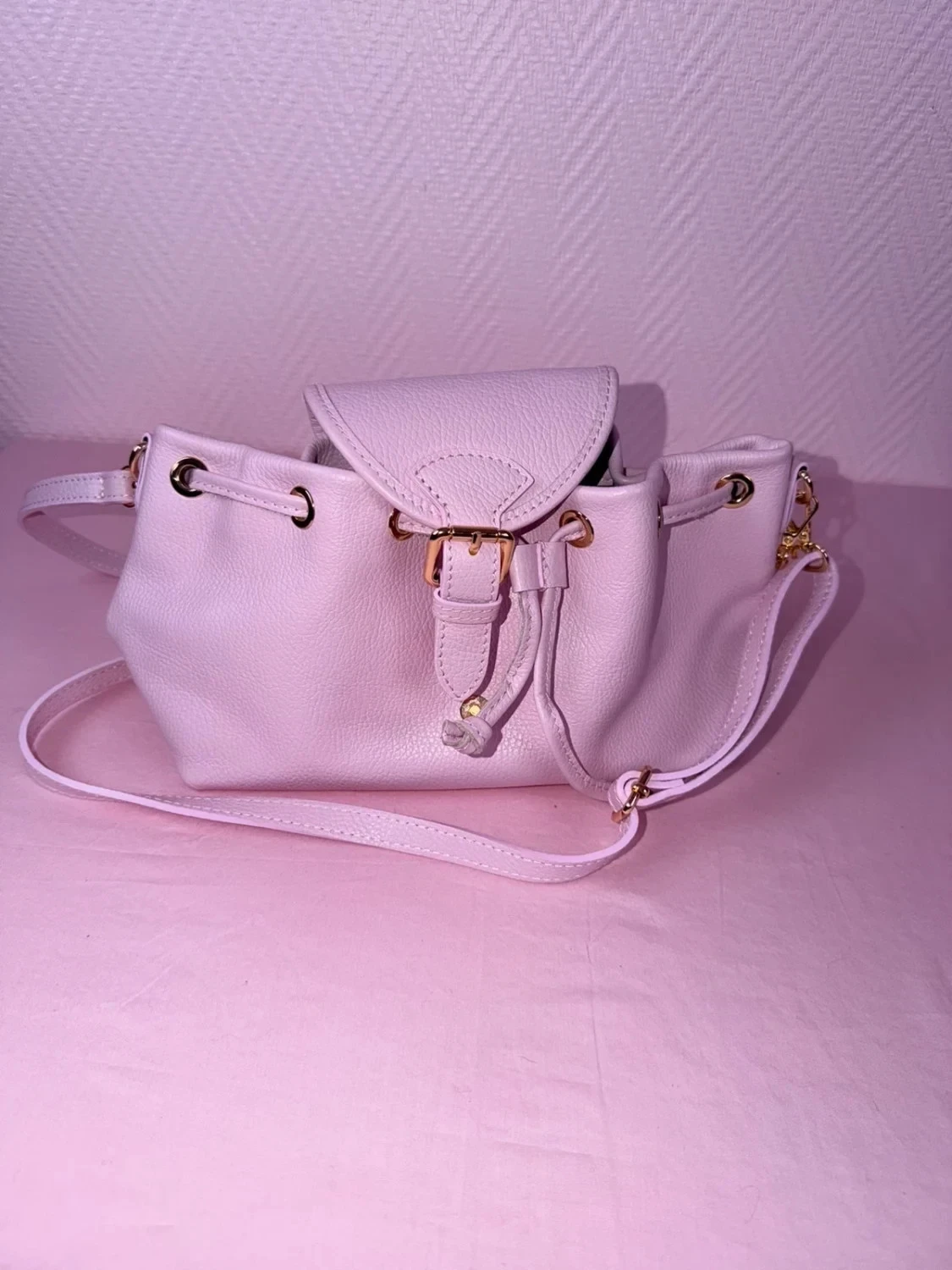 Bolsa vera Italy Bolsa de couro genuíno rosa montana – photo 12